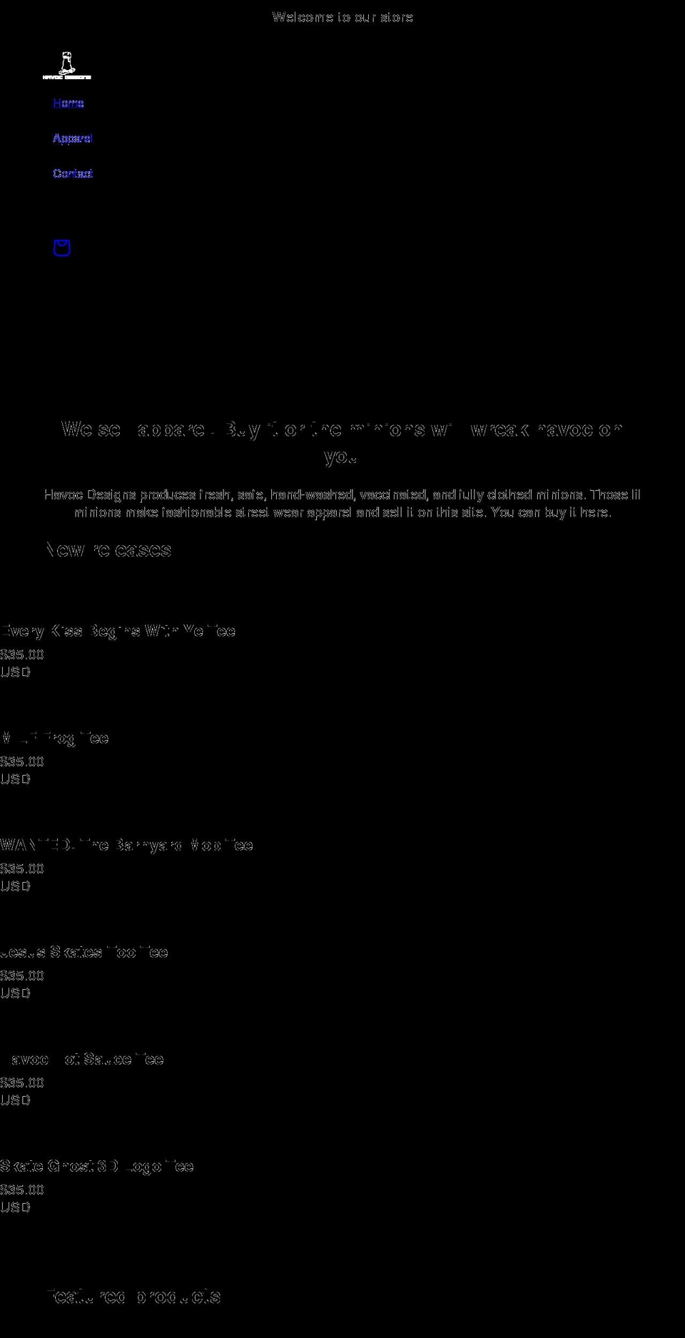 havoc-designs.com shopify website screenshot