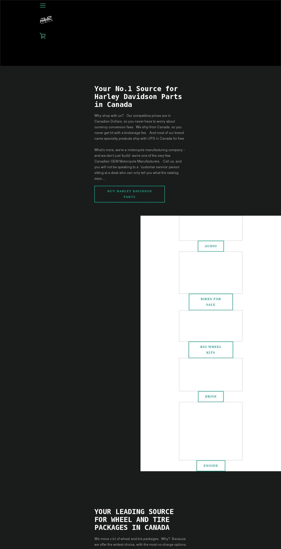 havoc-motorcycles-parts.myshopify.com shopify website screenshot