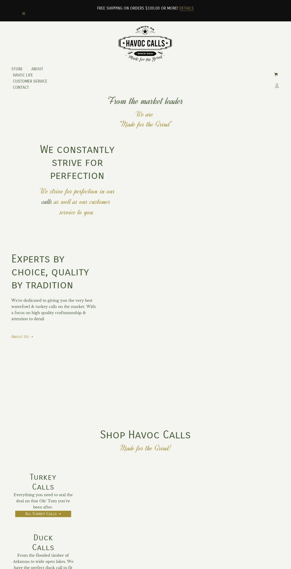 havoccalls.com shopify website screenshot