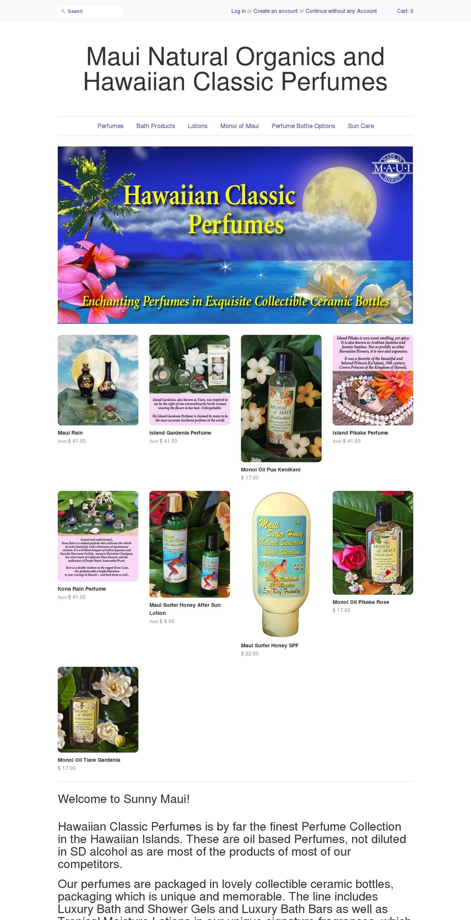 hawaiian-classic-perfumes.com shopify website screenshot