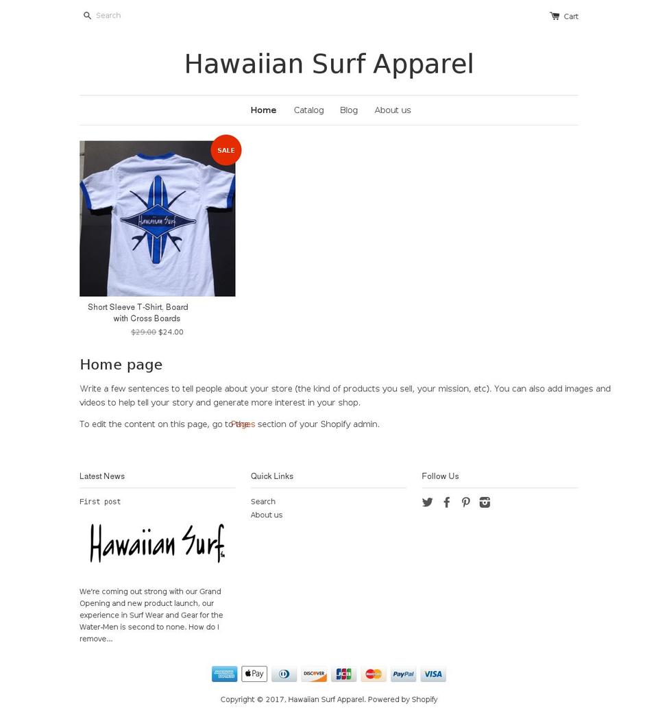 hawaiian-surf.com shopify website screenshot