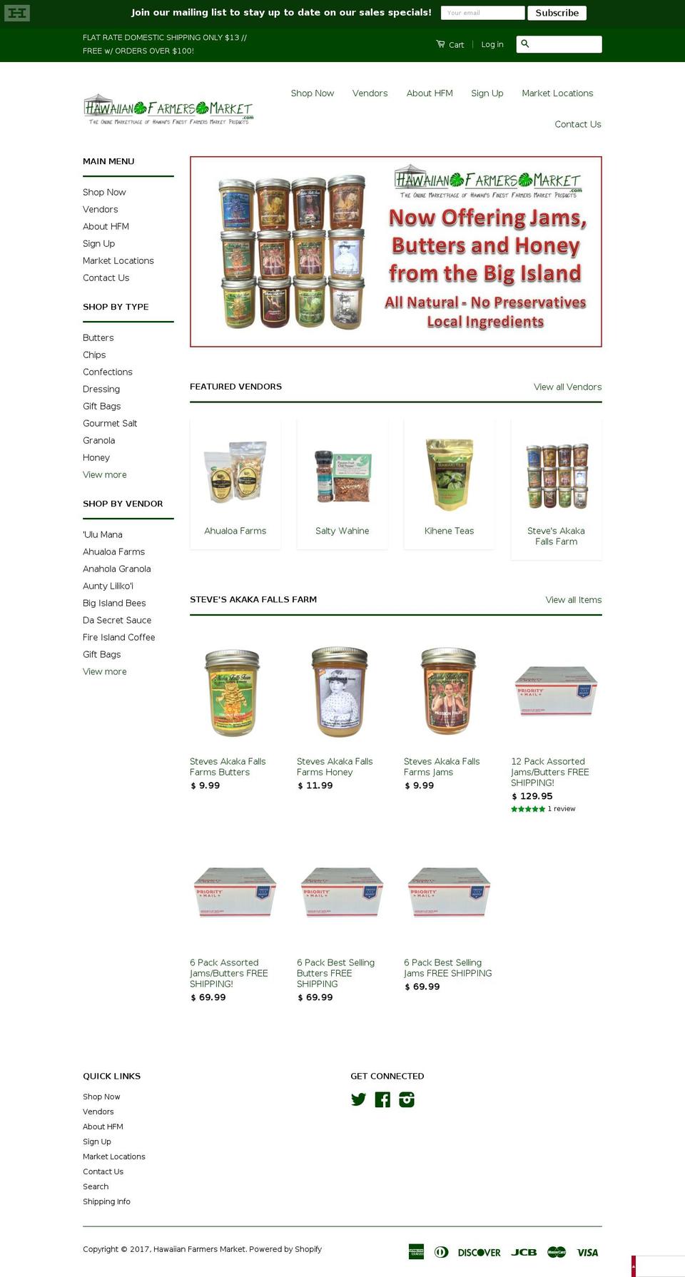 hawaiianfarmersmarket.com shopify website screenshot