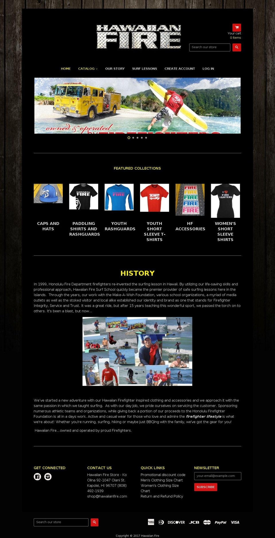 hawaiianfire.com shopify website screenshot