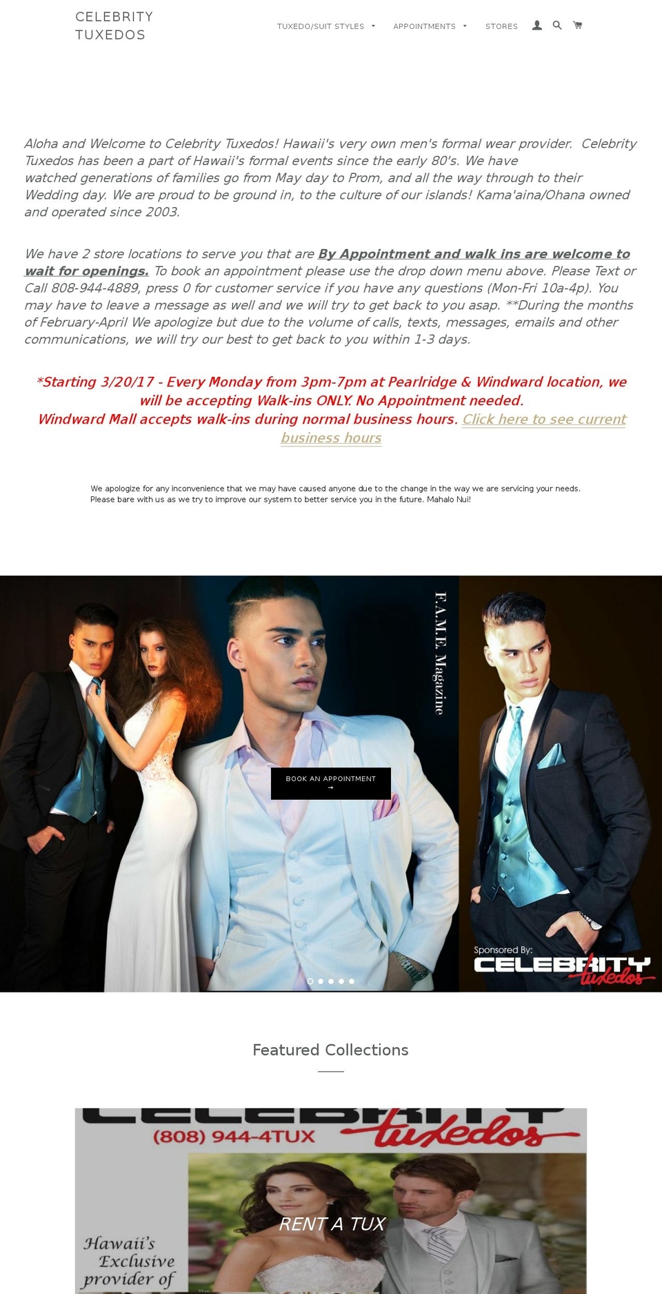 hawaiianformalwear.com shopify website screenshot