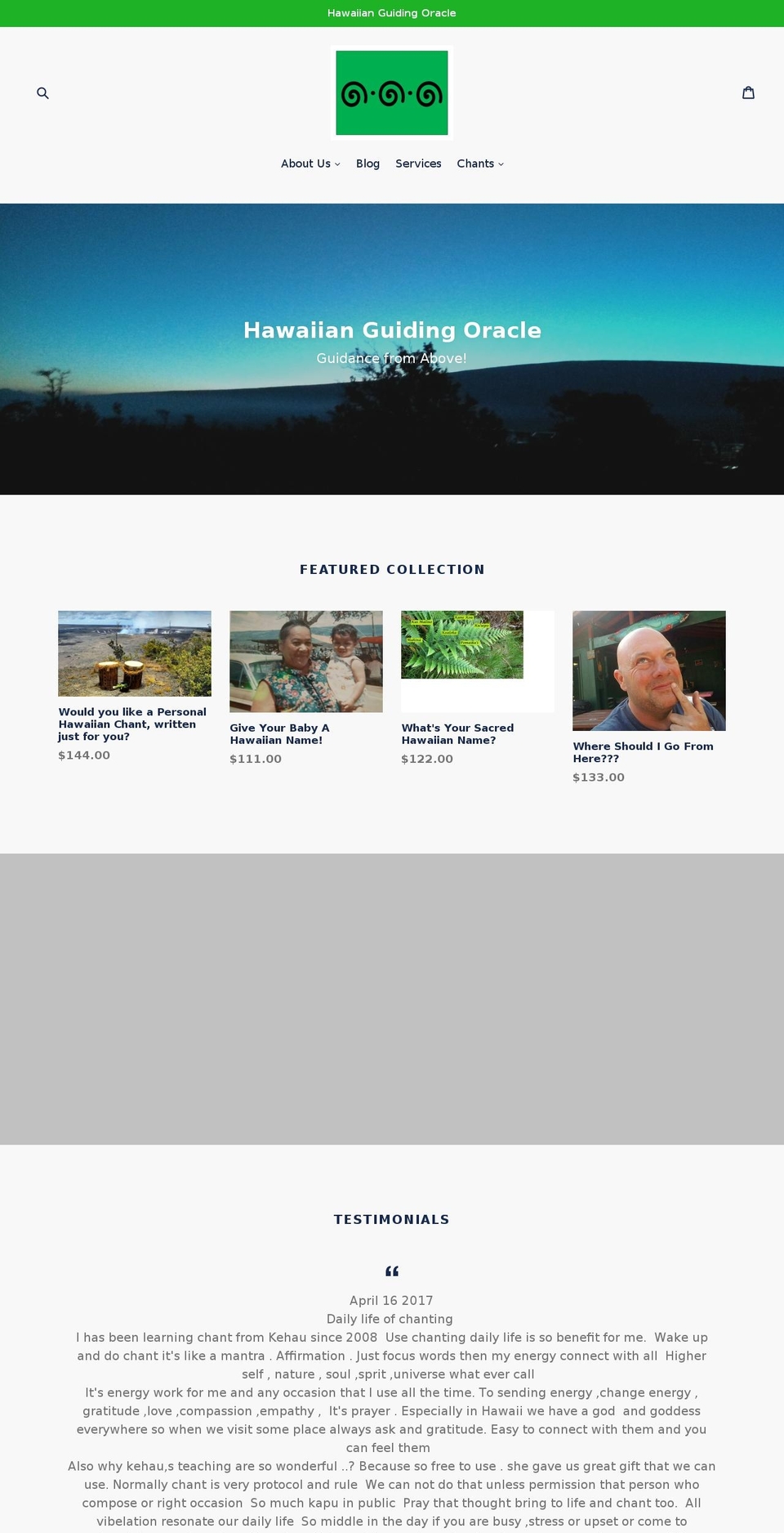 hawaiianguidingoracle.com — Shopify storefront screenshot