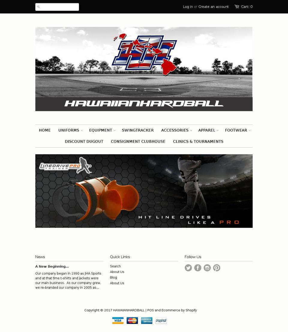 hawaiianhardball.com shopify website screenshot