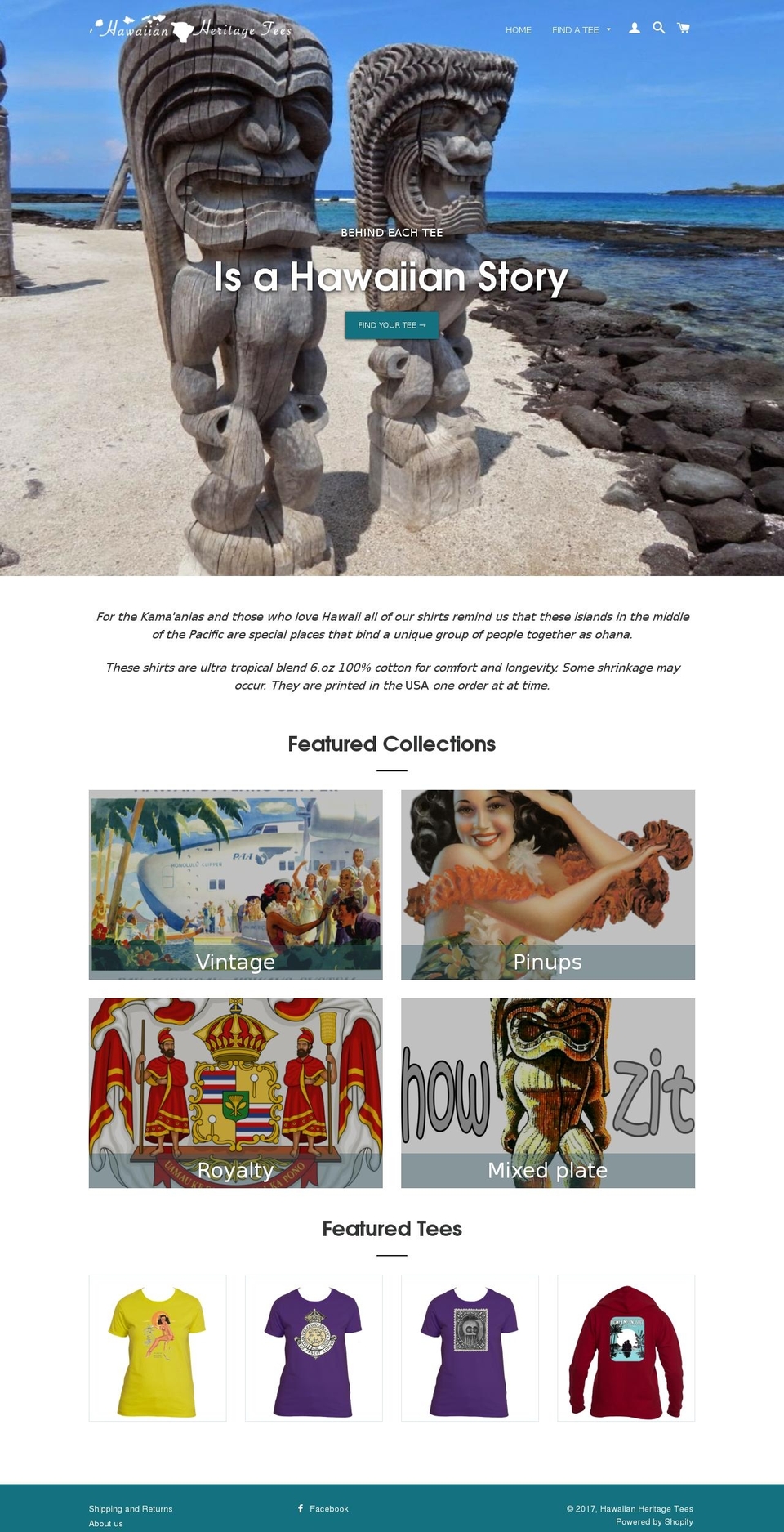 hawaiianheritagetees.com shopify website screenshot