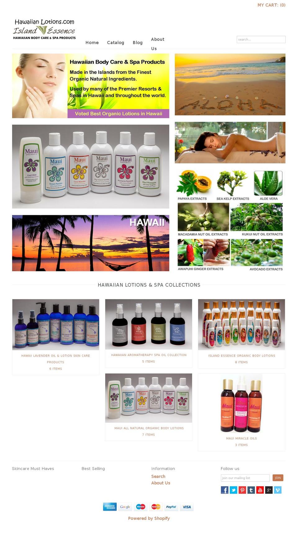 hawaiianlotions.com shopify website screenshot