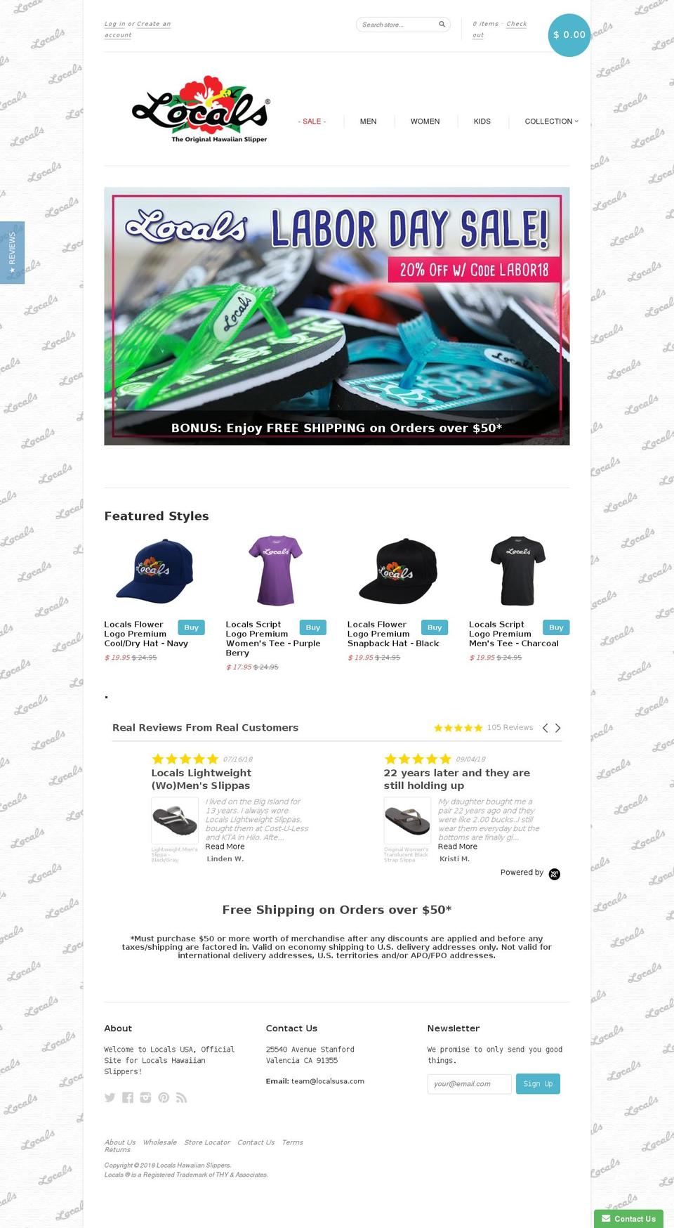 hawaiianslippers.com — Shopify storefront screenshot