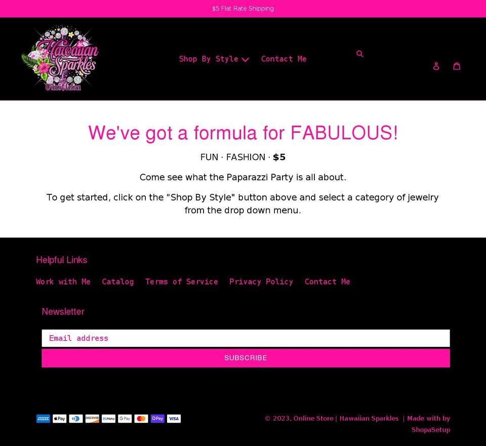 hawaiiansparkles.com shopify website screenshot