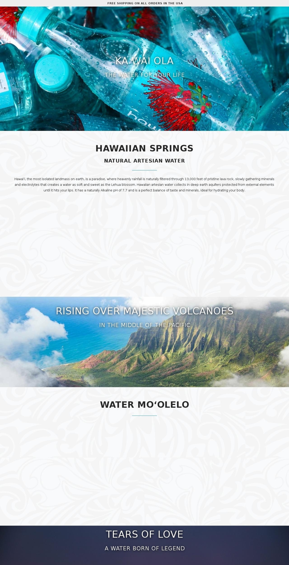 hawaiiansprings.info shopify website screenshot