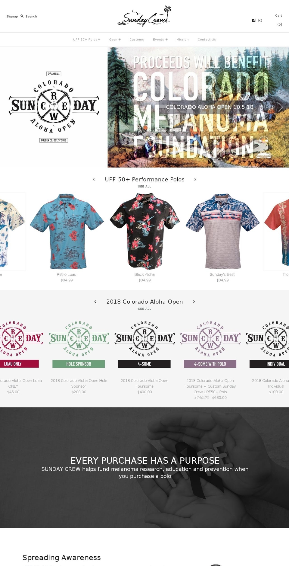 hawaiiansundaycrew.com — Shopify storefront screenshot