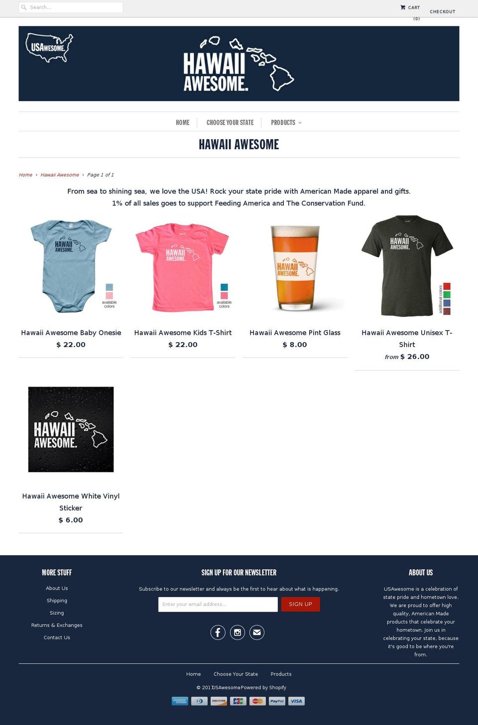 hawaiiawesome.com shopify website screenshot