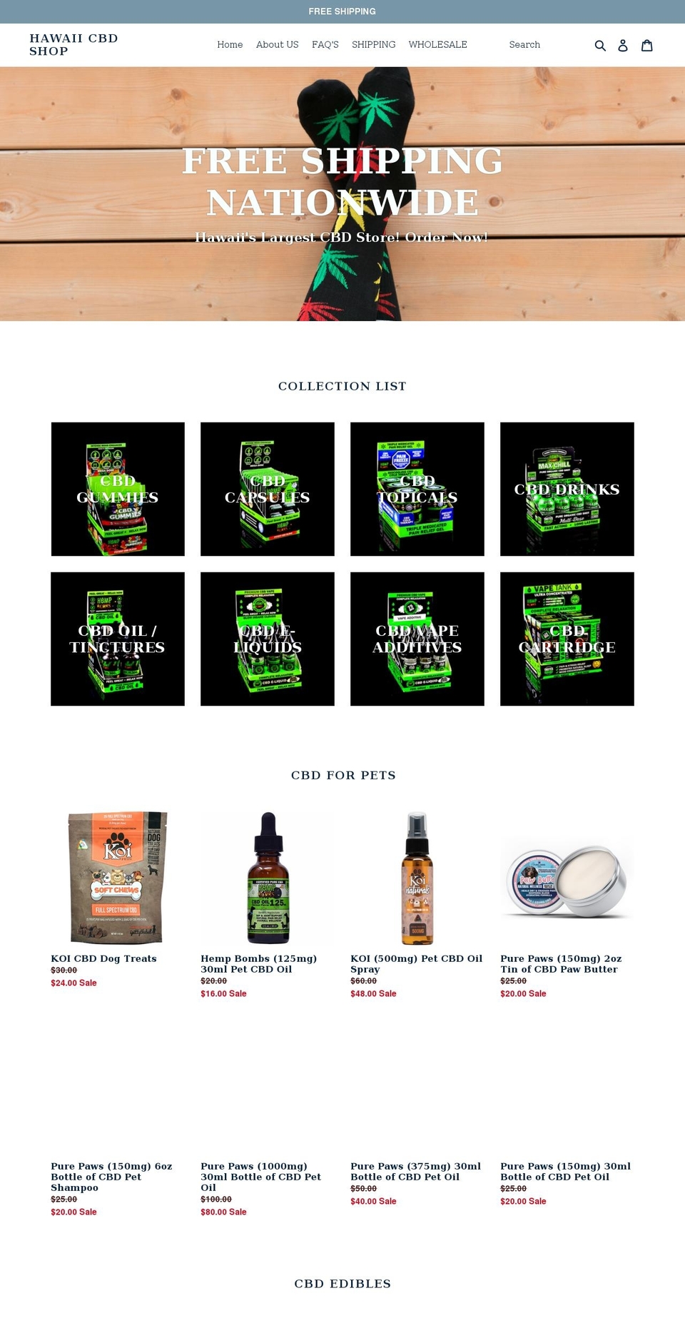 hawaiicbdshop.com shopify website screenshot