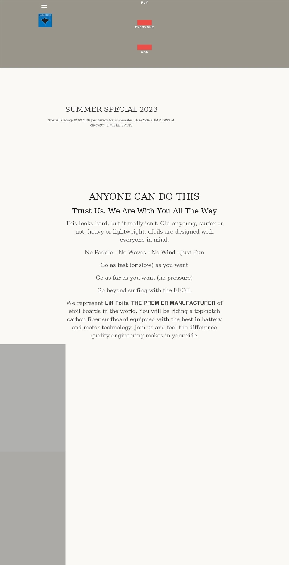 hawaiiefoilexperience.com shopify website screenshot