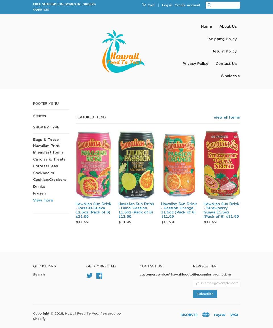 Avone Shopify theme site example hawaiifoodtoyou.com