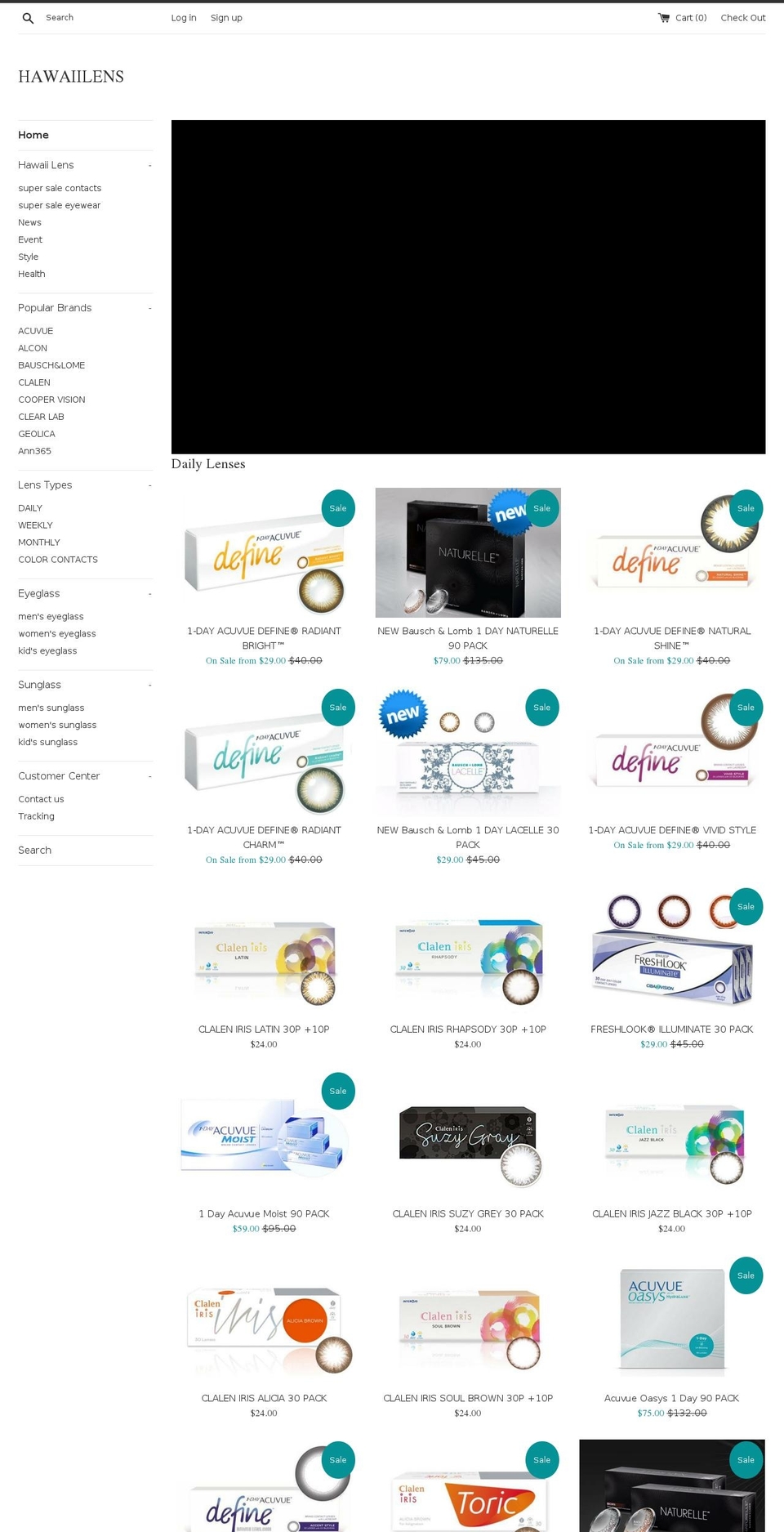 hawaiilens2.com — Shopify storefront screenshot