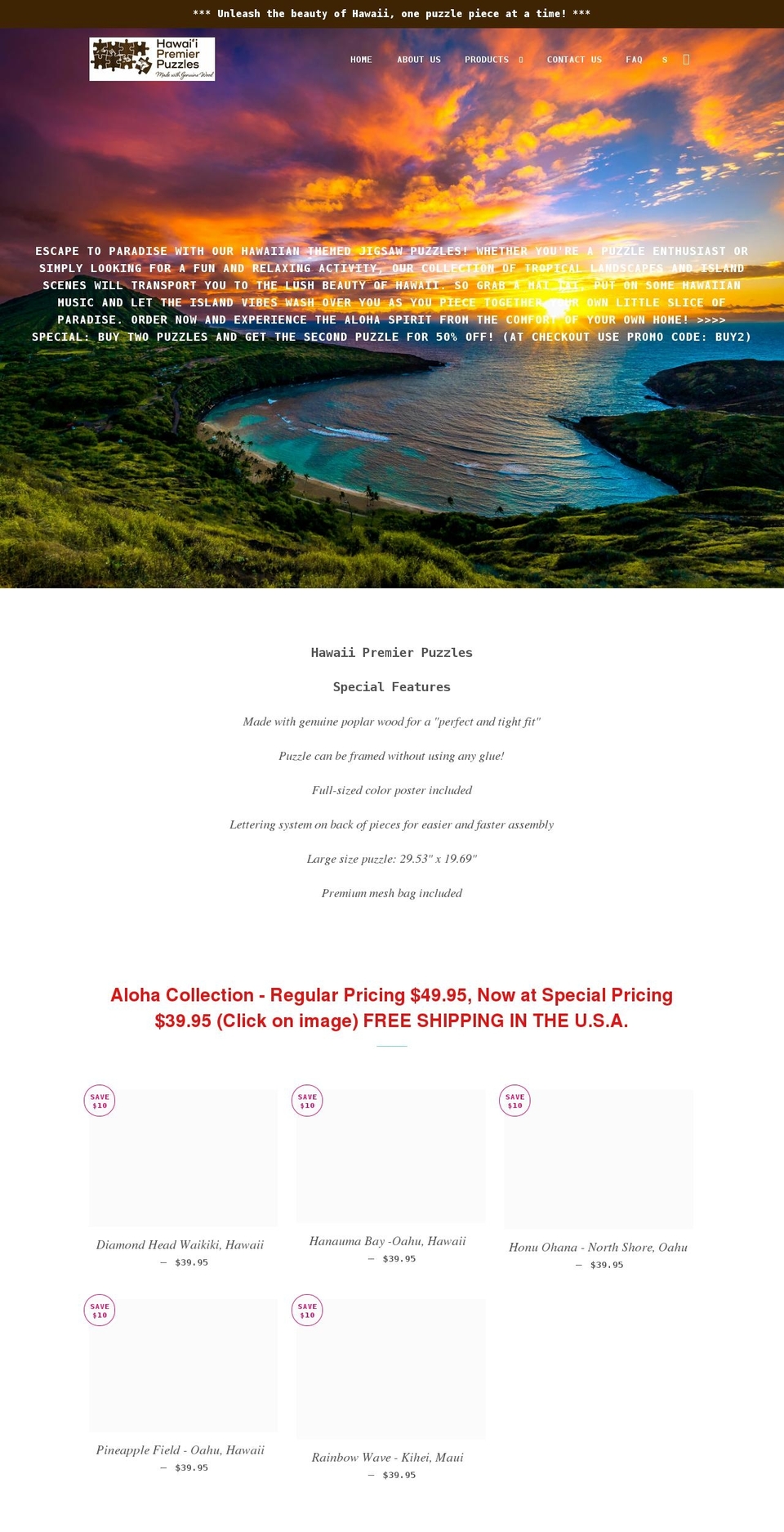 hawaiipremierpuzzles.com shopify website screenshot