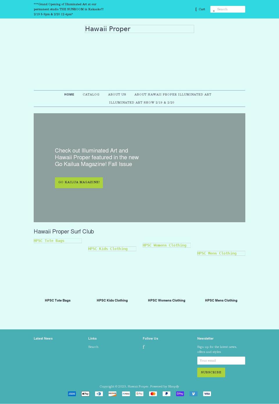 hawaiiproper.com shopify website screenshot