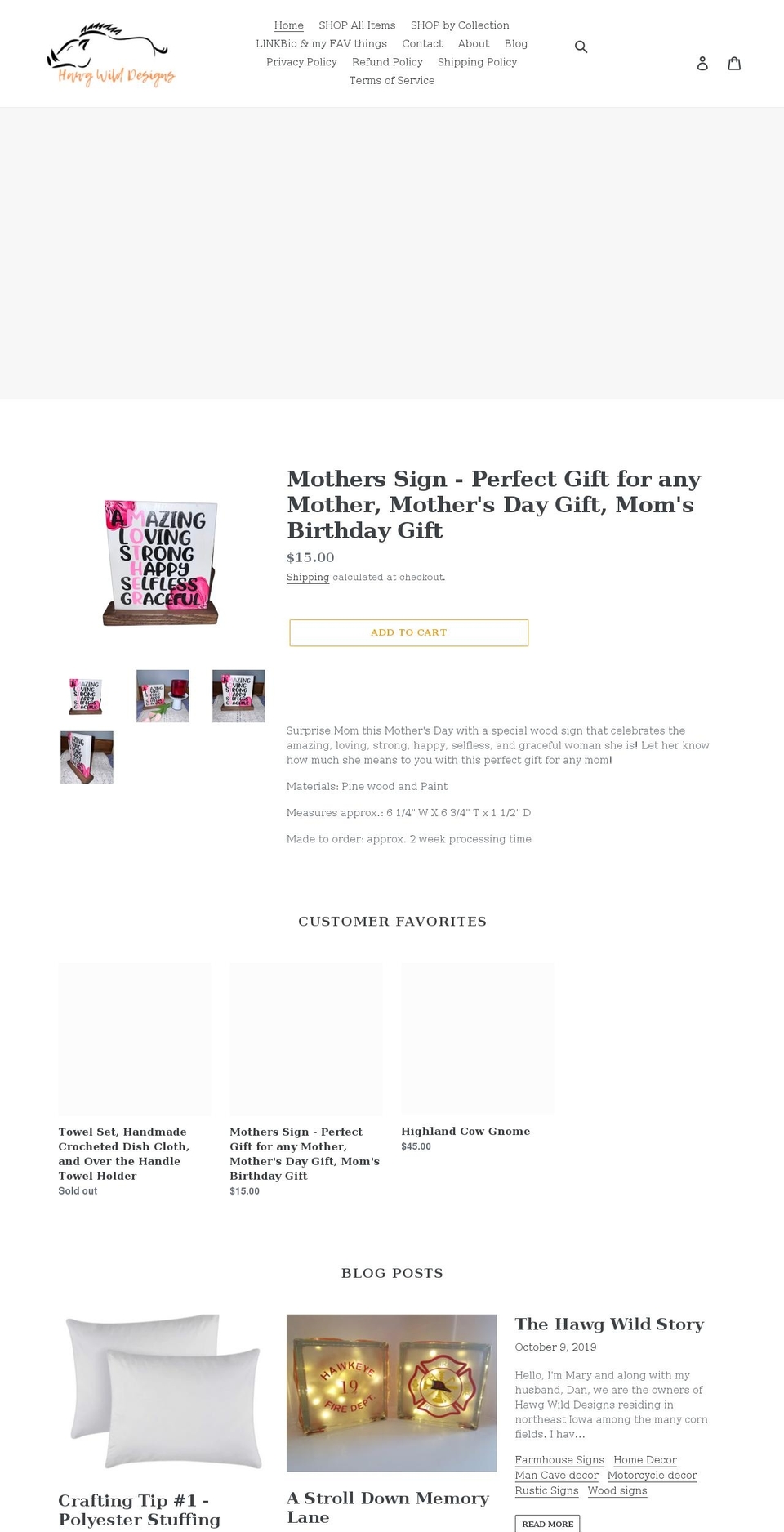 hawgwilddesigns.com shopify website screenshot