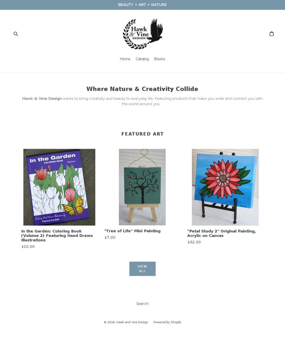 hawkandvinedesign.com — Shopify storefront screenshot