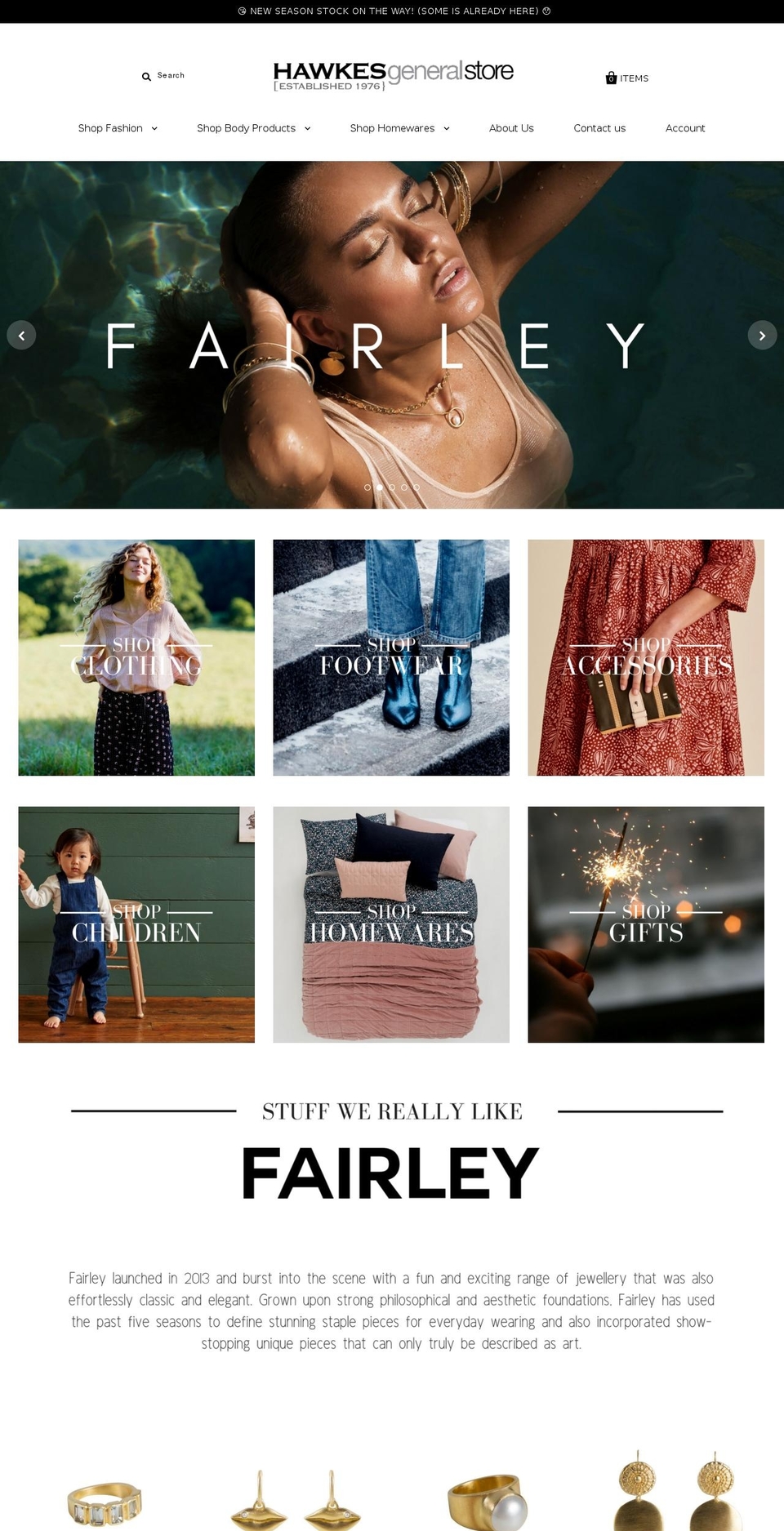 hawkesgeneralstore.com — Shopify storefront screenshot