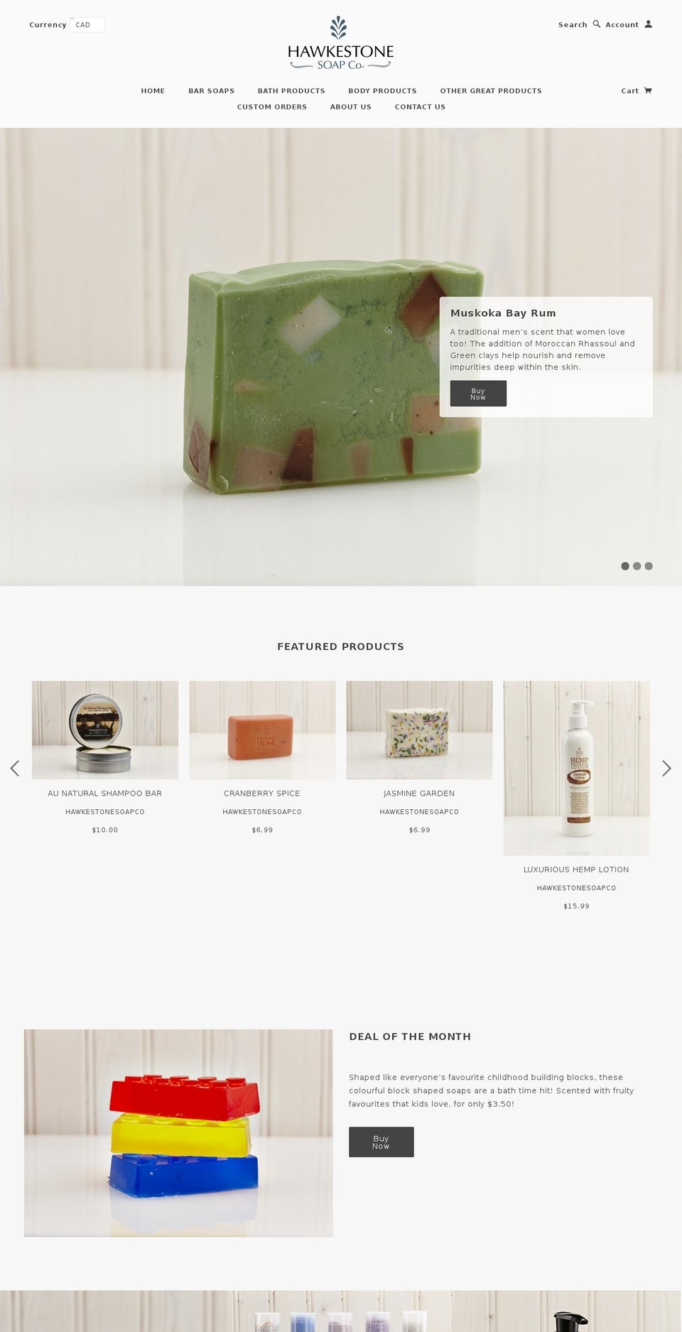 hawkestonesoapco.com shopify website screenshot