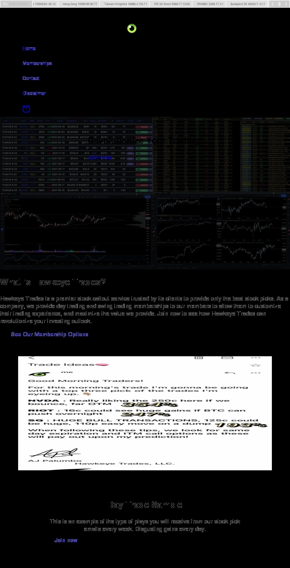 hawkeyetrades.com shopify website screenshot