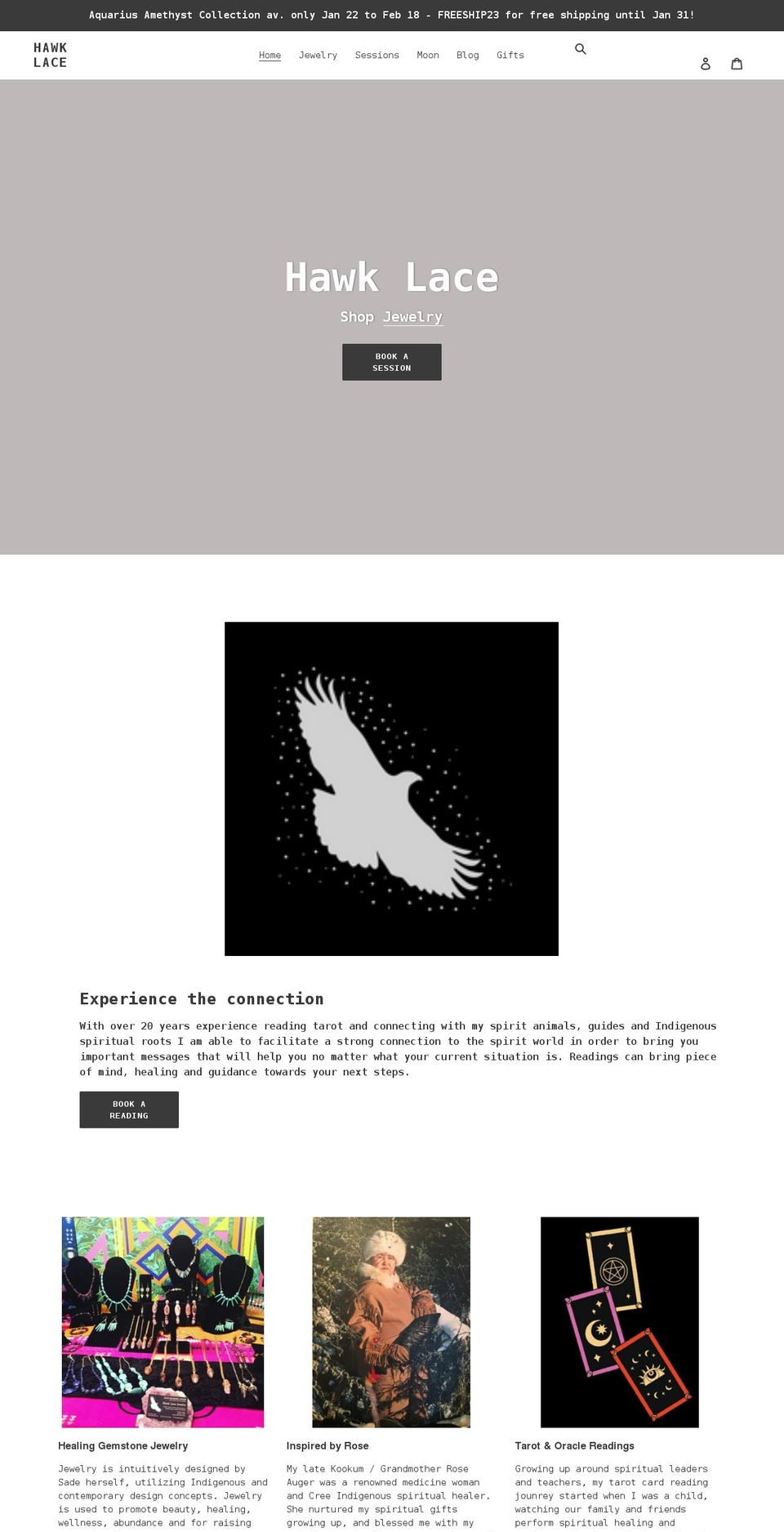 hawklace.com shopify website screenshot