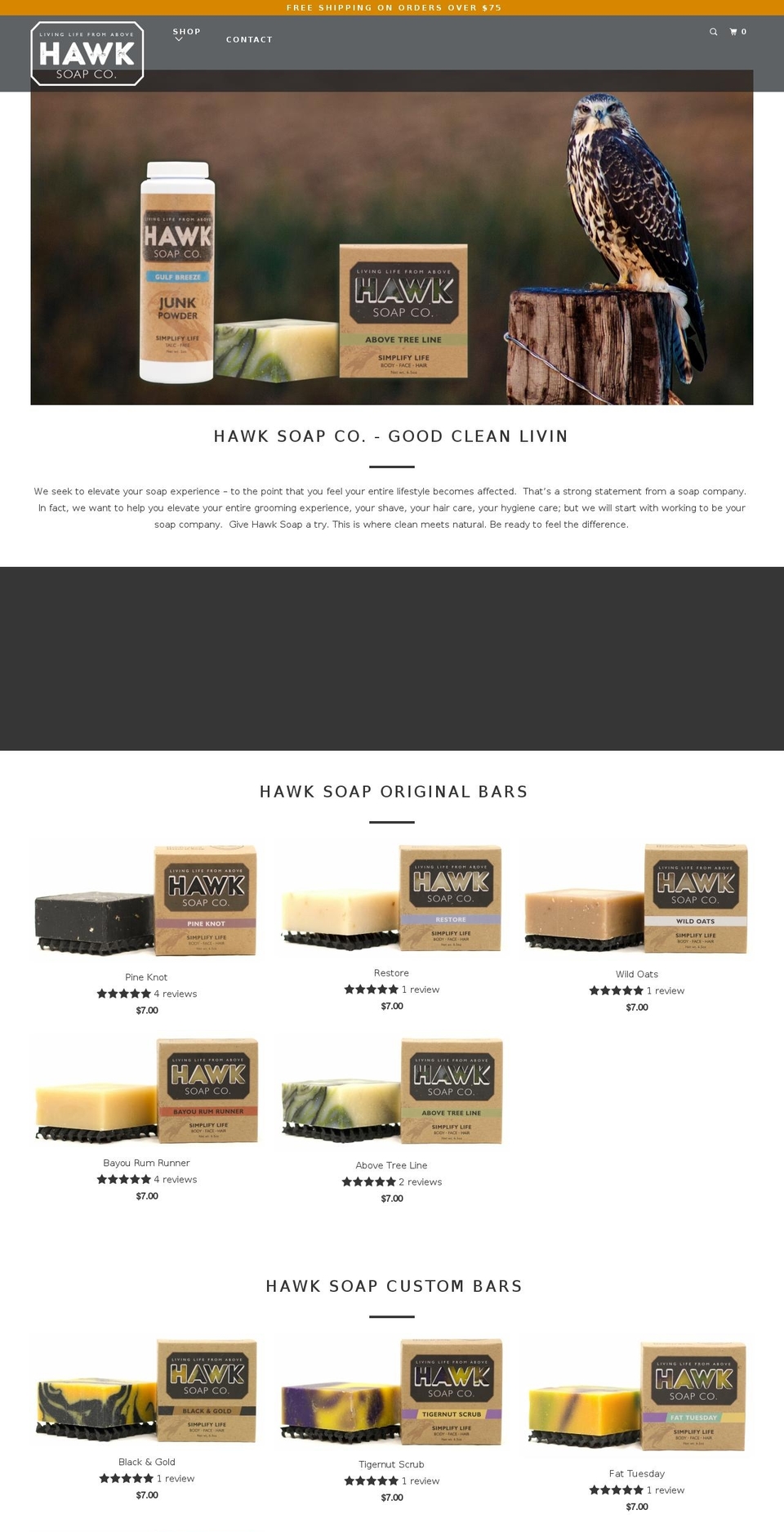 Ugly Copy Shopify theme site example hawksoap.com