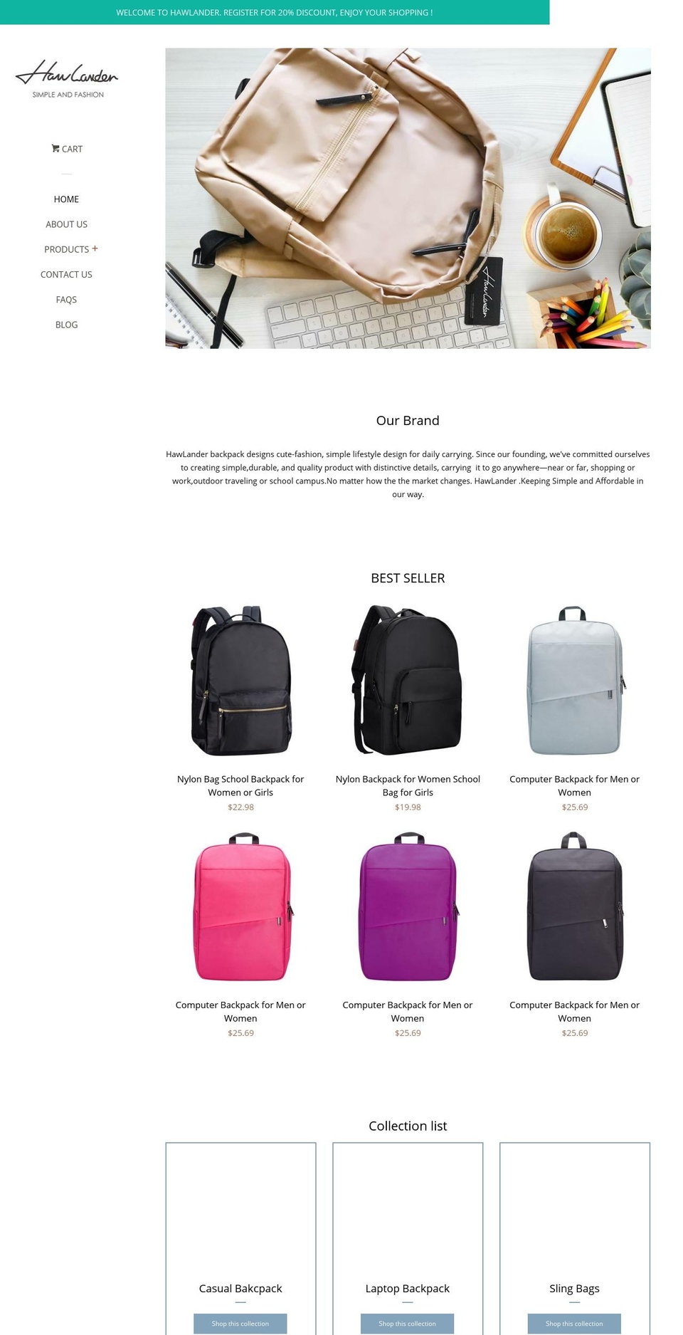 hawlander.com — Shopify storefront screenshot