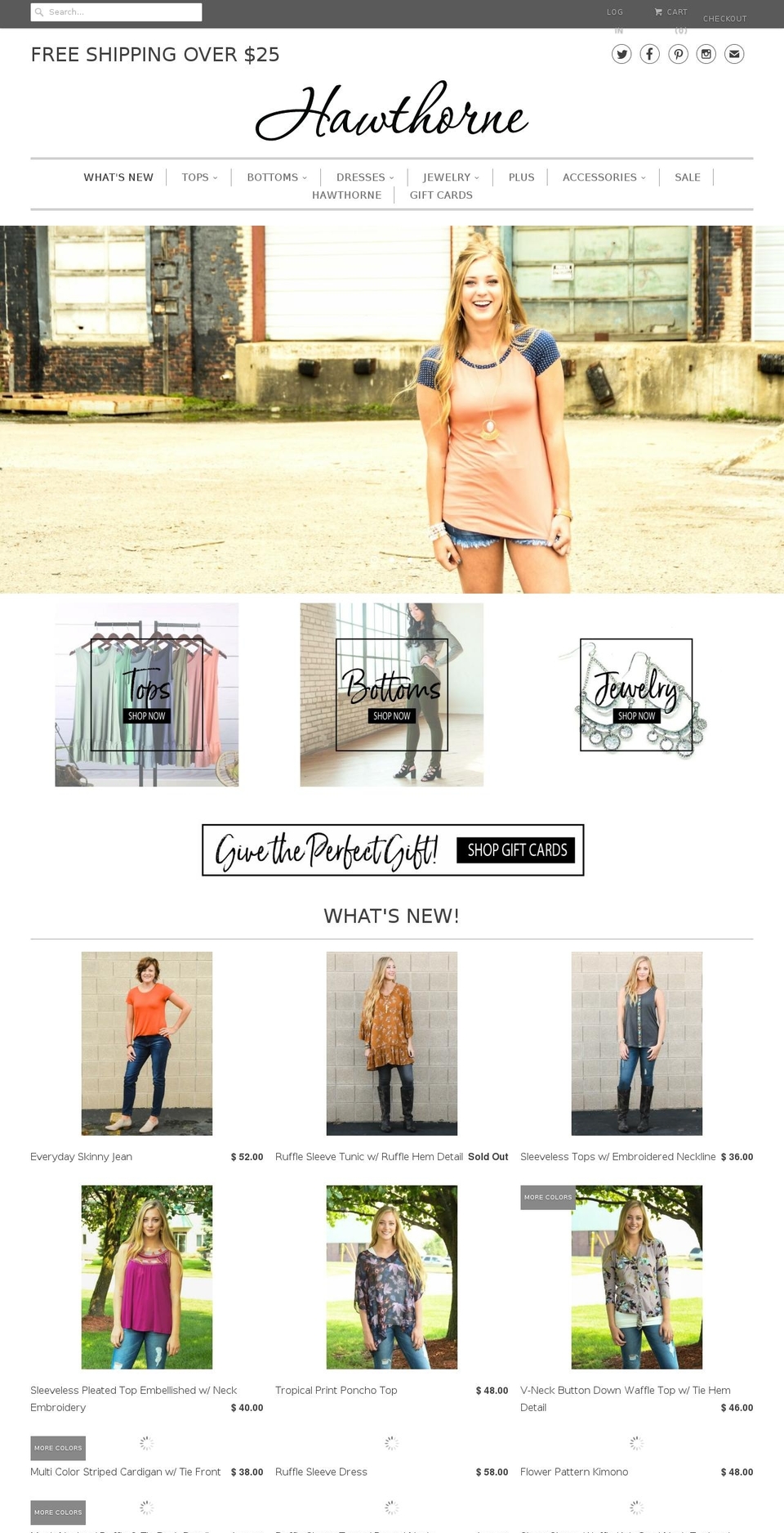 hawthorneboutique.com — Shopify storefront screenshot