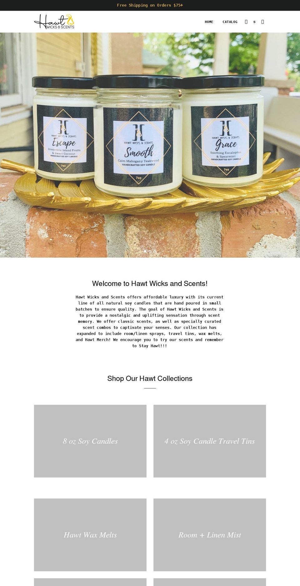 hawtwicksandscents.com shopify website screenshot