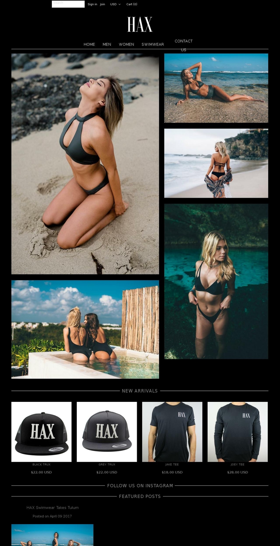 haxswimwear.com — Shopify storefront screenshot