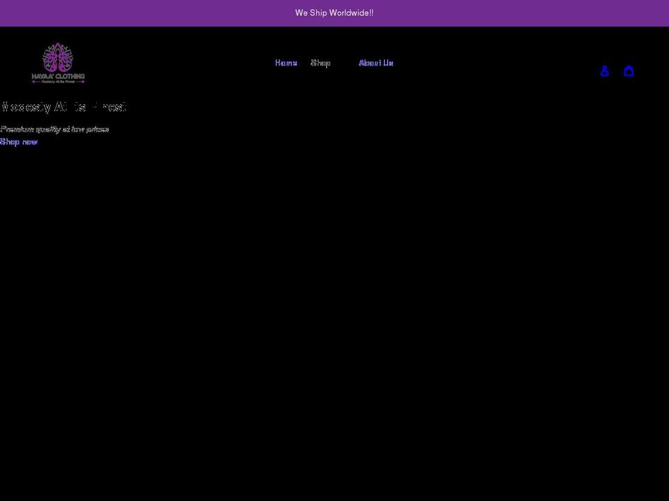 hayaaclothing.co.uk shopify website screenshot