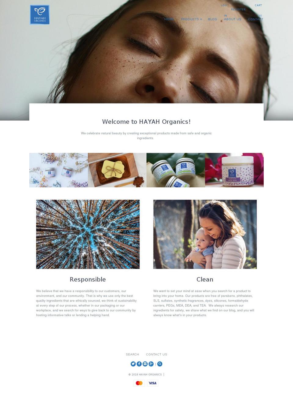 hayahorganics.com — Shopify storefront screenshot