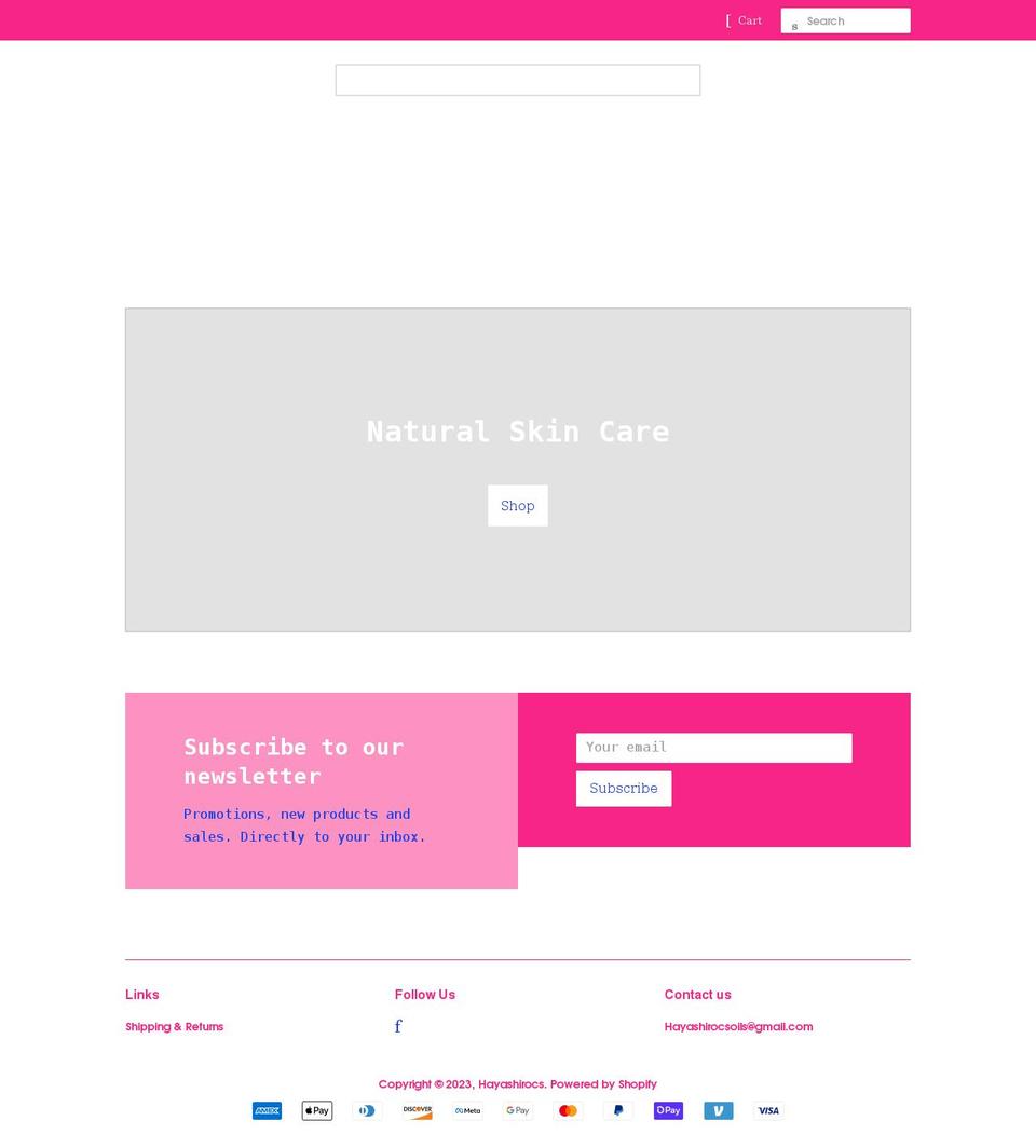 hayashirocs.com shopify website screenshot