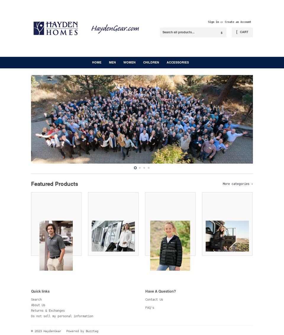 haydengear.com shopify website screenshot