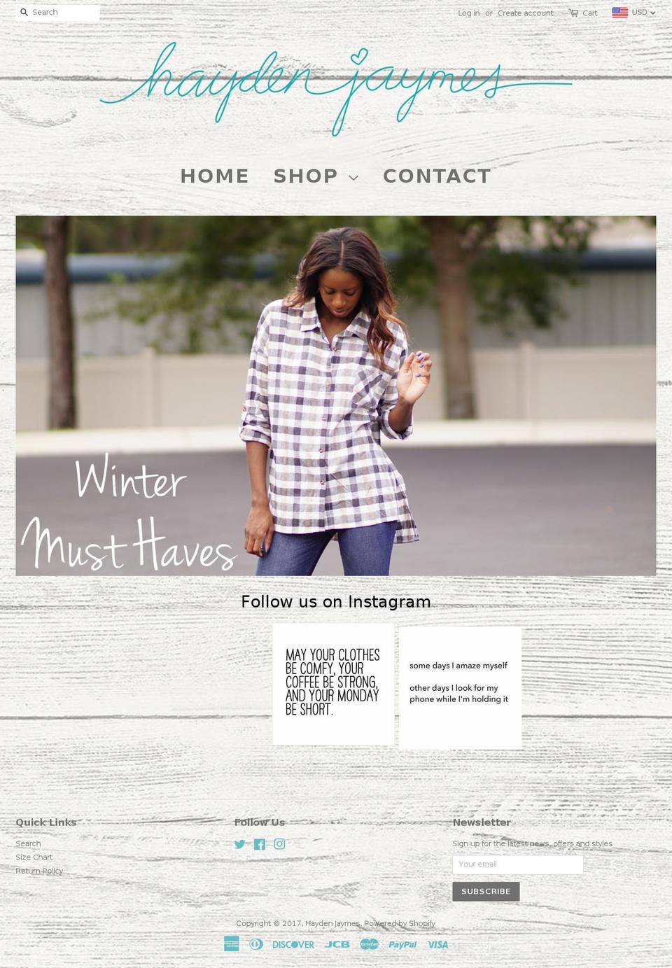 haydenjaymes.com shopify website screenshot