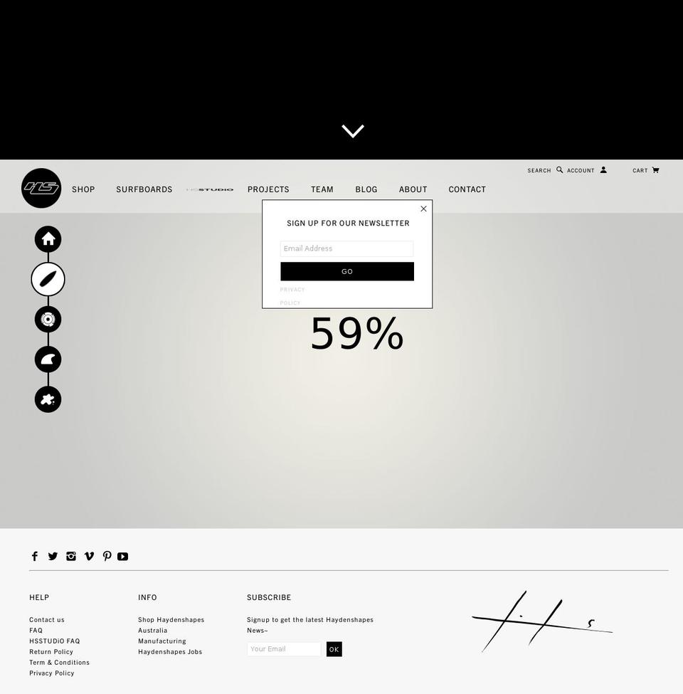 Shapes Shopify theme site example haydenshapes.com
