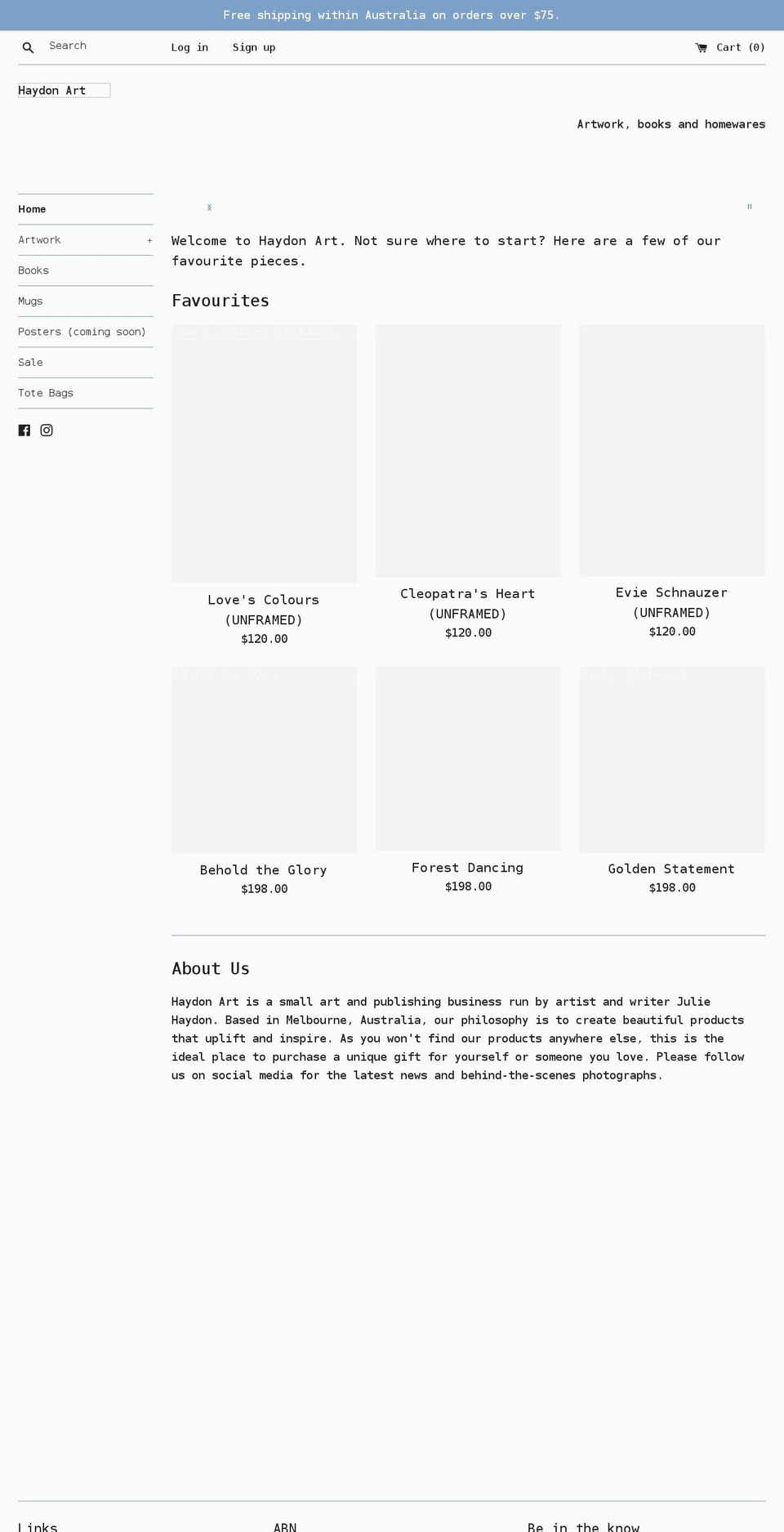 haydonart.com shopify website screenshot