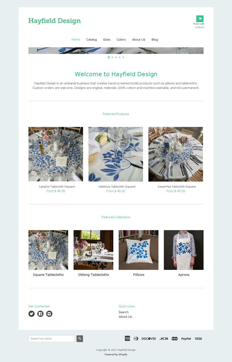 hayfielddesign.com shopify website screenshot