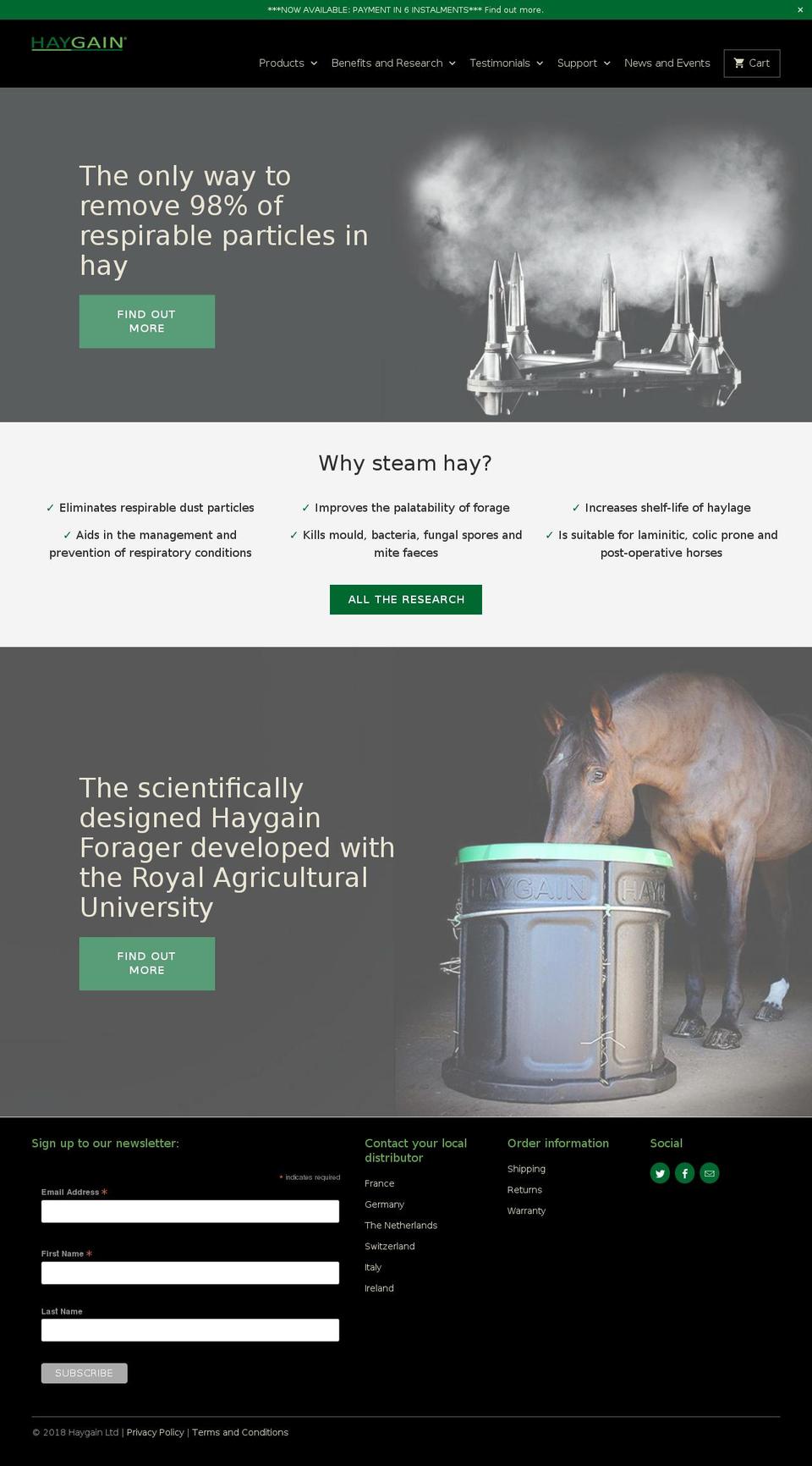 haygain.de shopify website screenshot