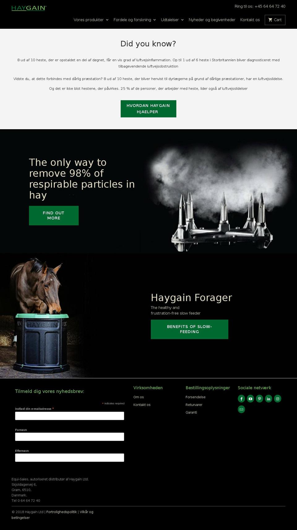 haygaindenmark.com — Shopify storefront screenshot