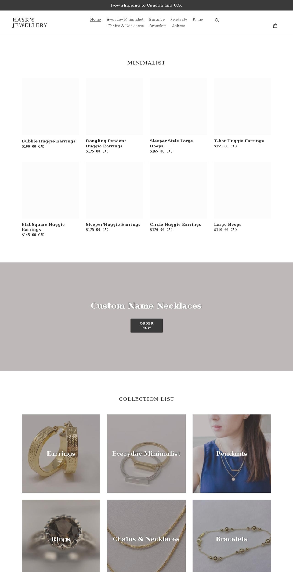 hayksfinejewellery.com shopify website screenshot