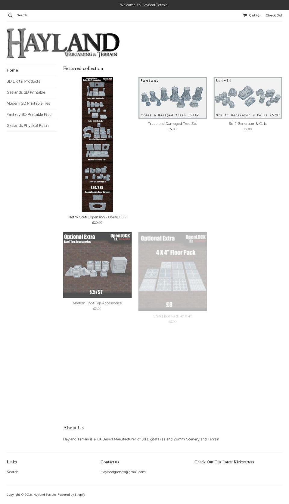 haylandgames.com shopify website screenshot