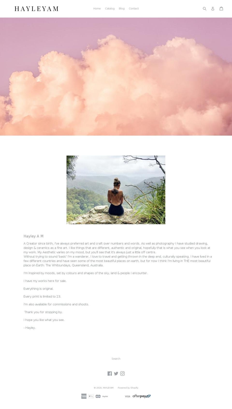 hayleyam.com — Shopify storefront screenshot