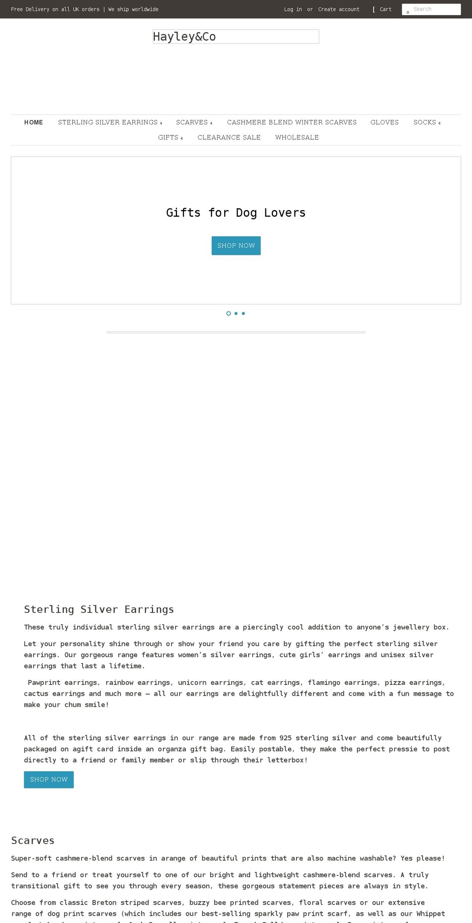 hayleyandco.co.uk shopify website screenshot