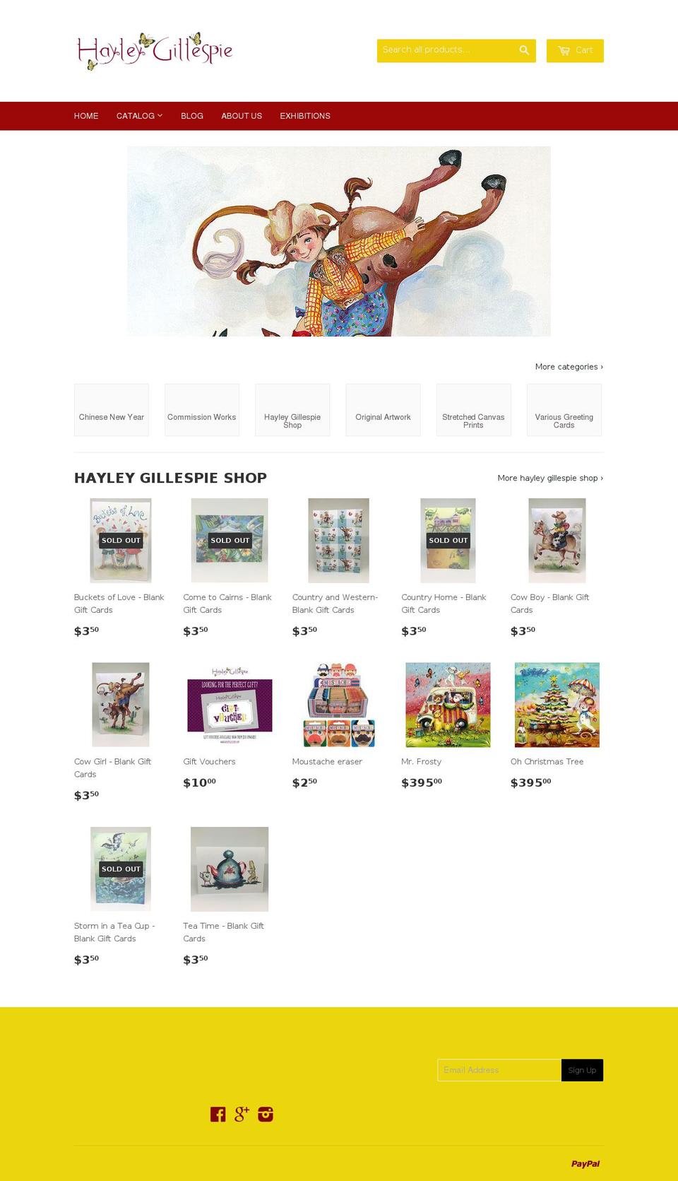 hayleygillespie.com — Shopify storefront screenshot