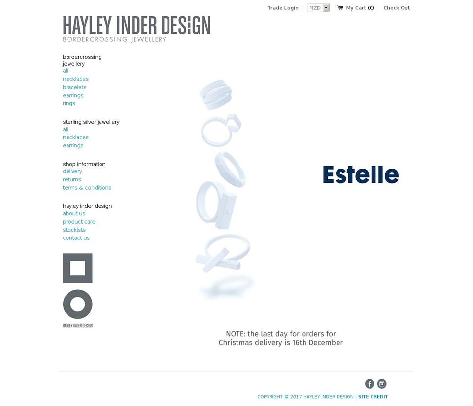 hayleyinderdesign.com shopify website screenshot